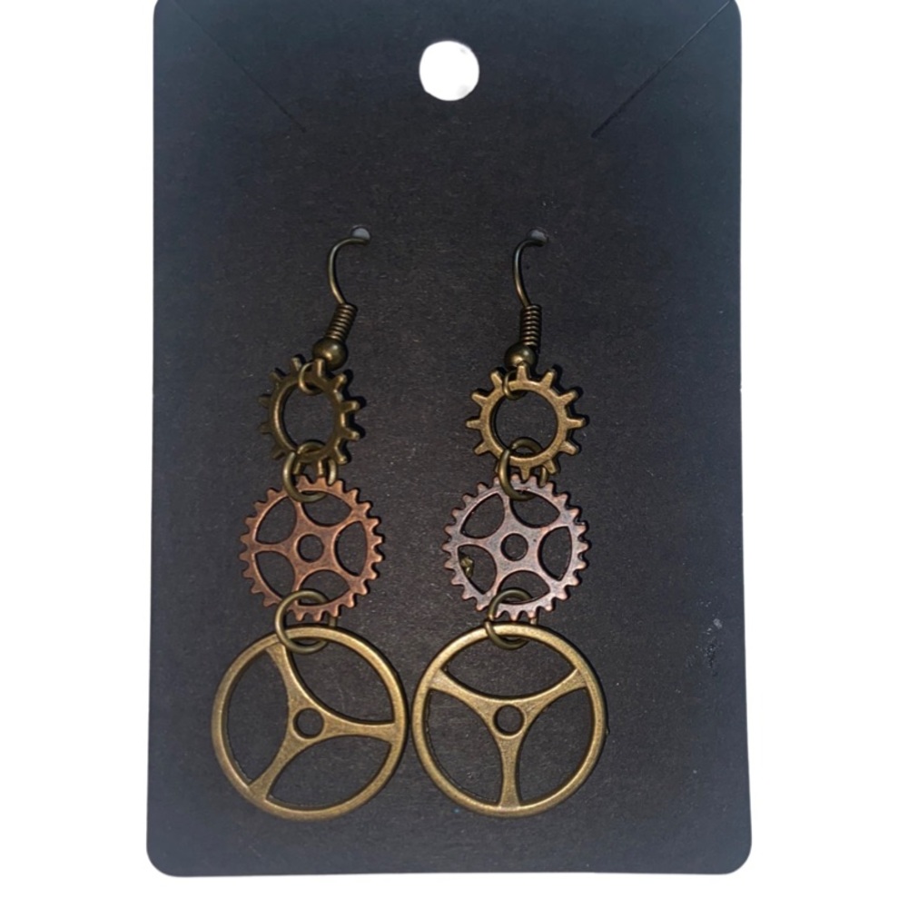 Steampunk metal gear earrings